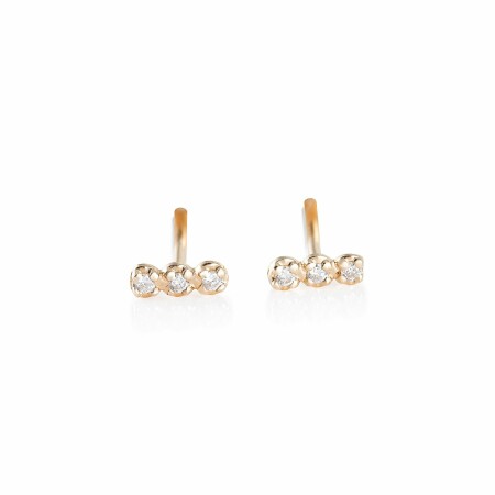 Boucles d'oreilles GINETTE NY GOLD & DIAMOND STRIP en or rose et diamant