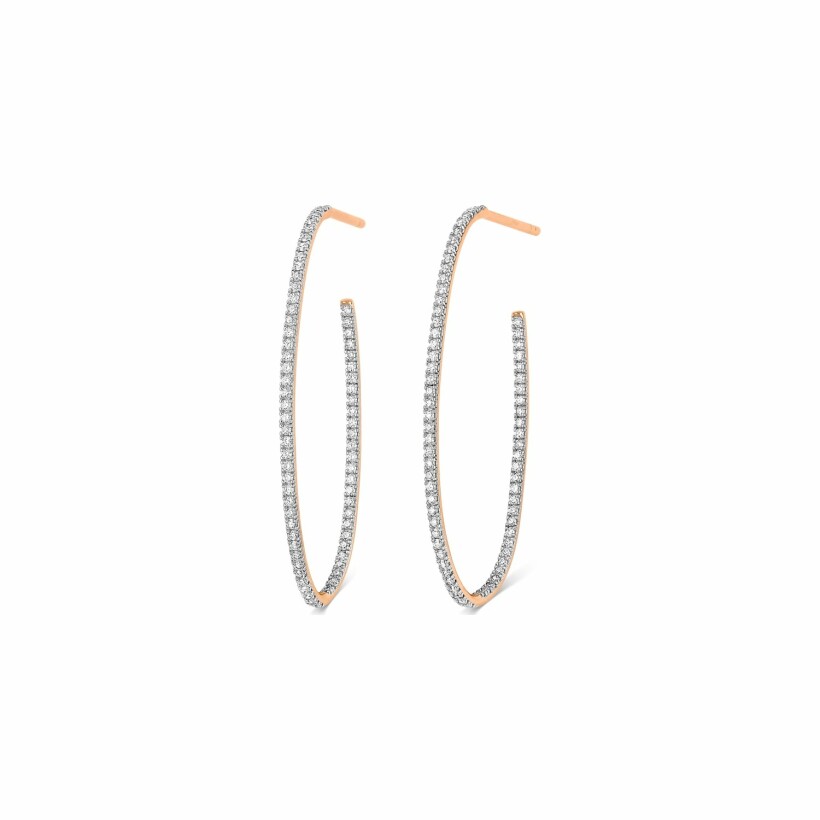 Boucles d'oreilles pendantes GINETTE NY ELLIPSES & SEQUINS en or rose et diamants