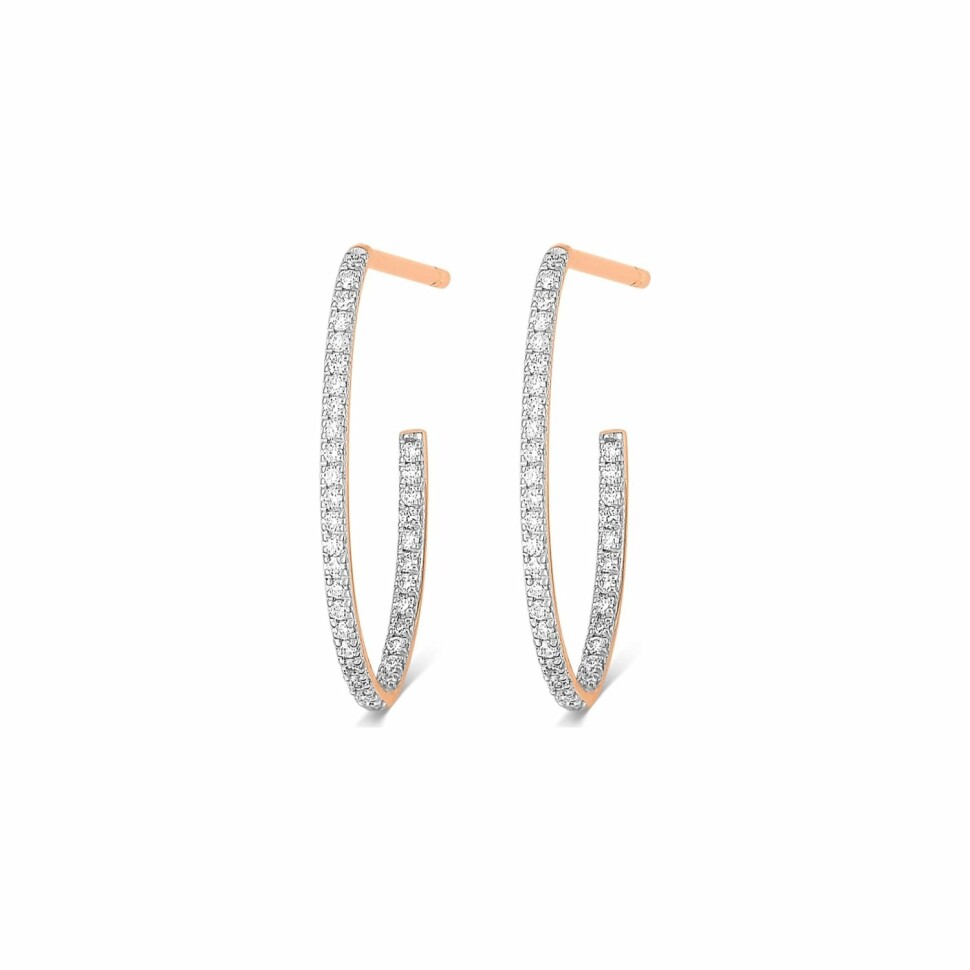 Boucles d'oreilles pendantes GINETTE NY ELLIPSES & SEQUINS en or rose et diamants