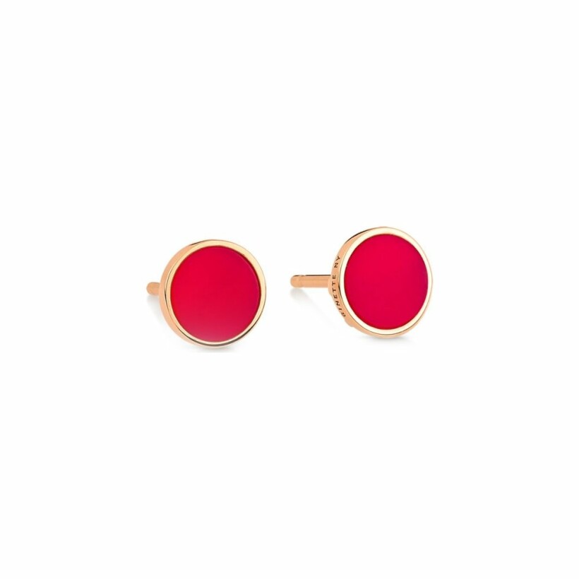 GINETTE NY Mini Ever Disc earrings, rose gold, red coral