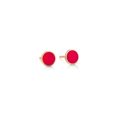 Boucles d'oreilles Ginette NY EVER DISC en or rose et corail rouge