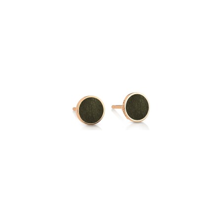 Boucles d'oreilles GINETTE NY EVER en or rose et obsidiennes