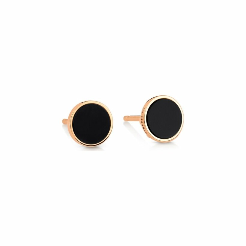 Ginette NY EVER earrings, rose gold and black onyx