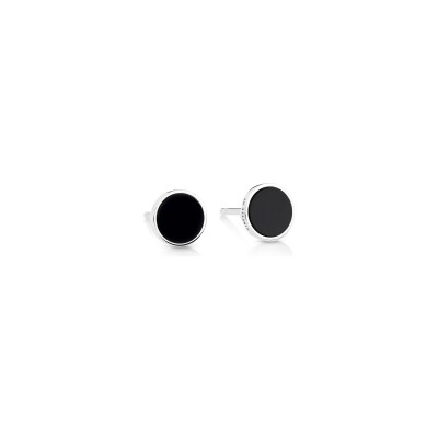 Boucles d'oreilles Ginette NY EVER DISC en or blanc et onyx