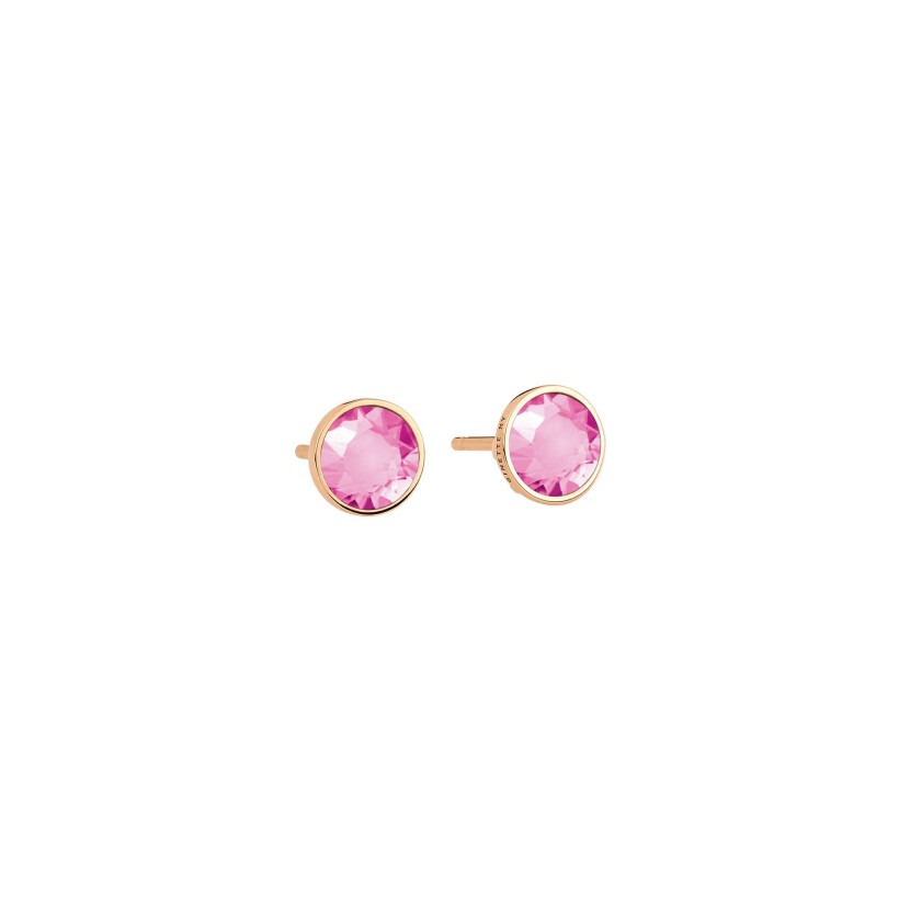 Boucles d'oreilles Ginette NY EVER disc studs en or rose et corindon rose