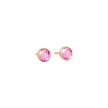 Ginette NY EVER disc stud earrings, rose gold and pink corundum