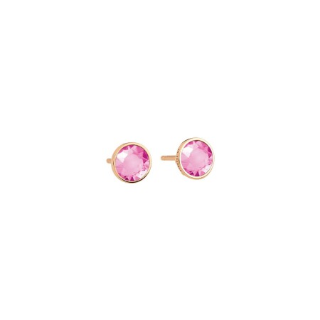 Boucles d'oreilles Ginette NY EVER studs en or rose et corindon rose