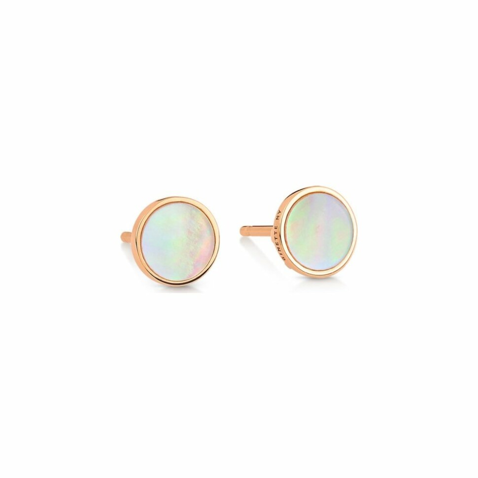 Ginette NY EVER earrings, rose gold and pink mother-of-pearl