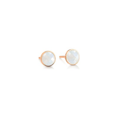 Boucles d'oreilles Ginette NY EVER en or rose et pierre de lune