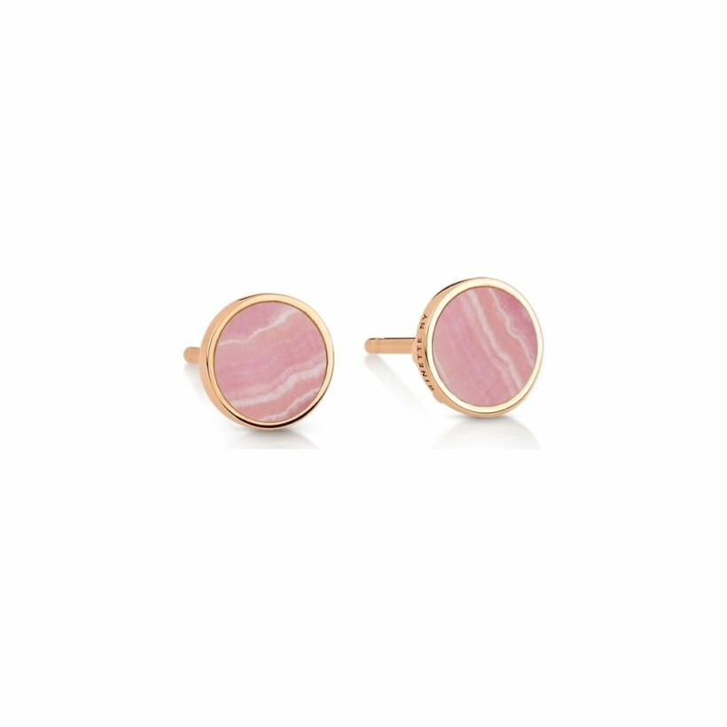 Ginette NY EVER disc stud earrings, rhodocrosite and rose gold