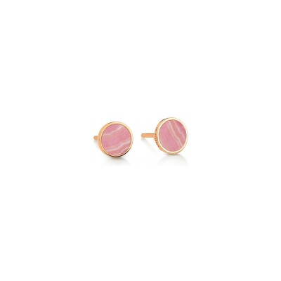 Ginette NY EVER disc stud earrings, rhodocrosite and rose gold