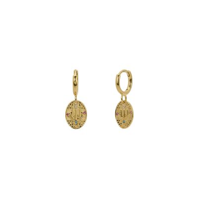 Boucles d'oreilles Une A Une Majorelle Blue en laiton doré