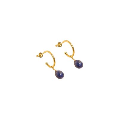 Boucles d'oreilles Une A Une Goutte en laiton doré et lapis lazuli