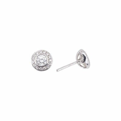 Boucles d'oreilles Entourage en or blanc et diamants de 0.4ct