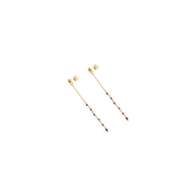 Boucles d'oreilles Une A Une Pondichery en laiton doré et grenat