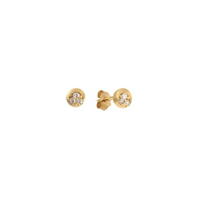 Boucles d'oreilles Claverin Motif Mini Diamond Moon en or jaune et diamants