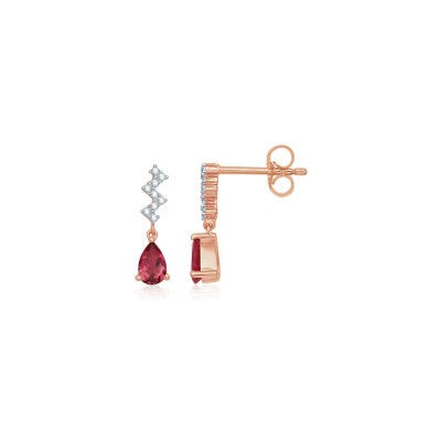 Boucles d'oreilles en or rose et diamants