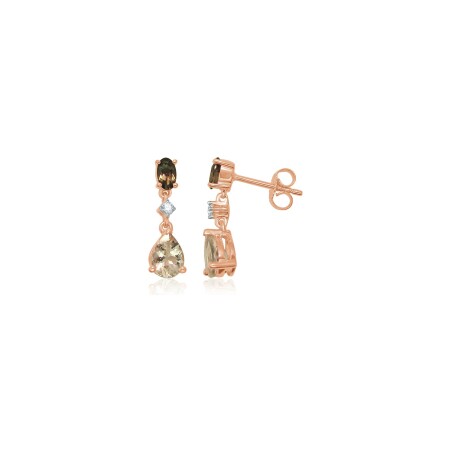 Boucles d'oreilles en or rose et diamants