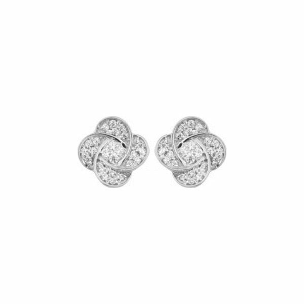 Boucles d'oreilles Trèfle en or blanc et diamants de 0.09ct