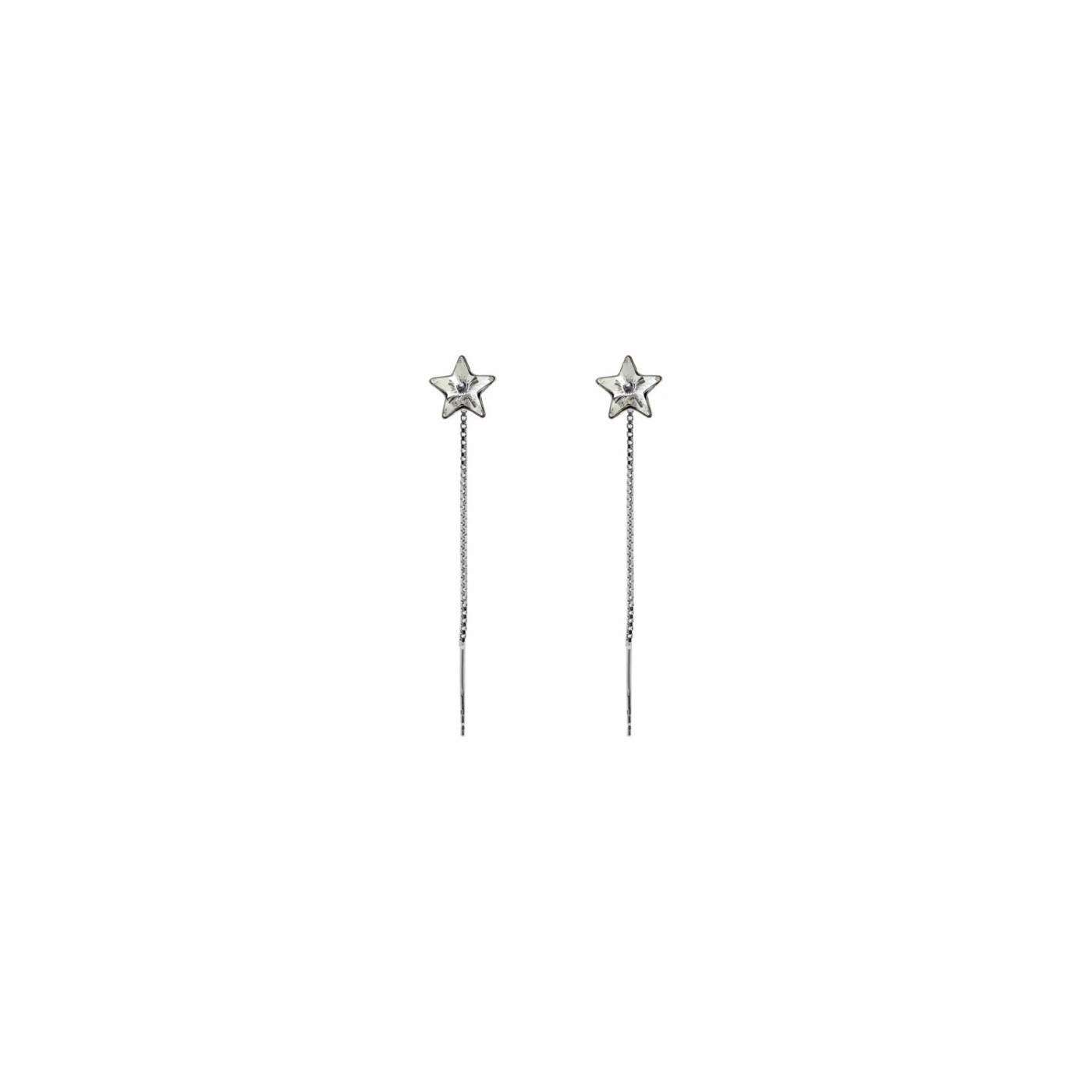 Boucles d'oreilles Indicolite Star en argent rhodié et cristaux