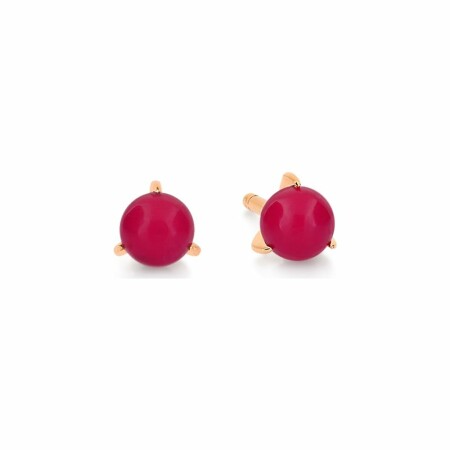 Boucles d'oreilles GINETTE NY MARIA en or rose et corail