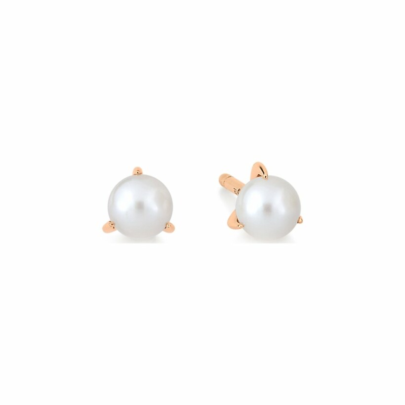 GINETTE NY MARIA earrings, rose gold and soft water pearl