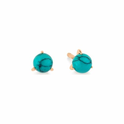 Boucles d'oreilles GINETTE NY MARIA en or rose et turquoise traitée