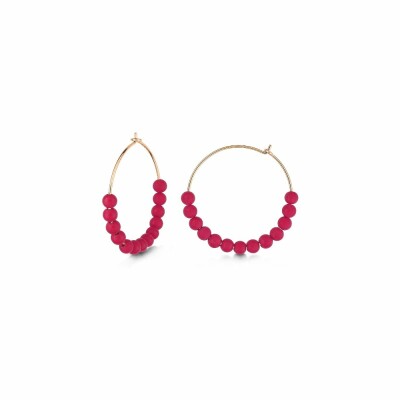 Boucles d'oreilles pendantes Ginette NY MARIA en or rose et corail