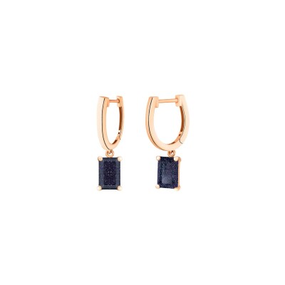 Boucles d'oreilles pendantes Ginette NY Midnight en or rose et blue sand stone
