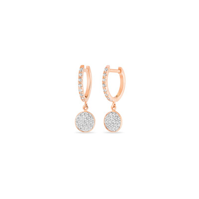 Boucles d'oreilles pendantes GINETTE NY MINI EVER en or rose et diamants