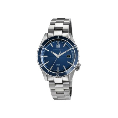 March LA.B BONZER AUTOMATIC 41 MM Watch - DOUBLE BLUE - Brushed Steel 3 Links