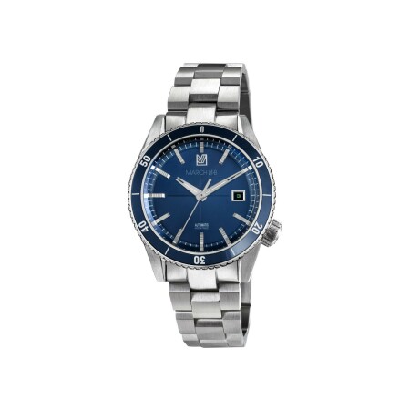 Montre March LA.B BONZER AUTOMATIQUE 41 MM - DOUBLE BLUE - Acier Brossé 3 Maillons