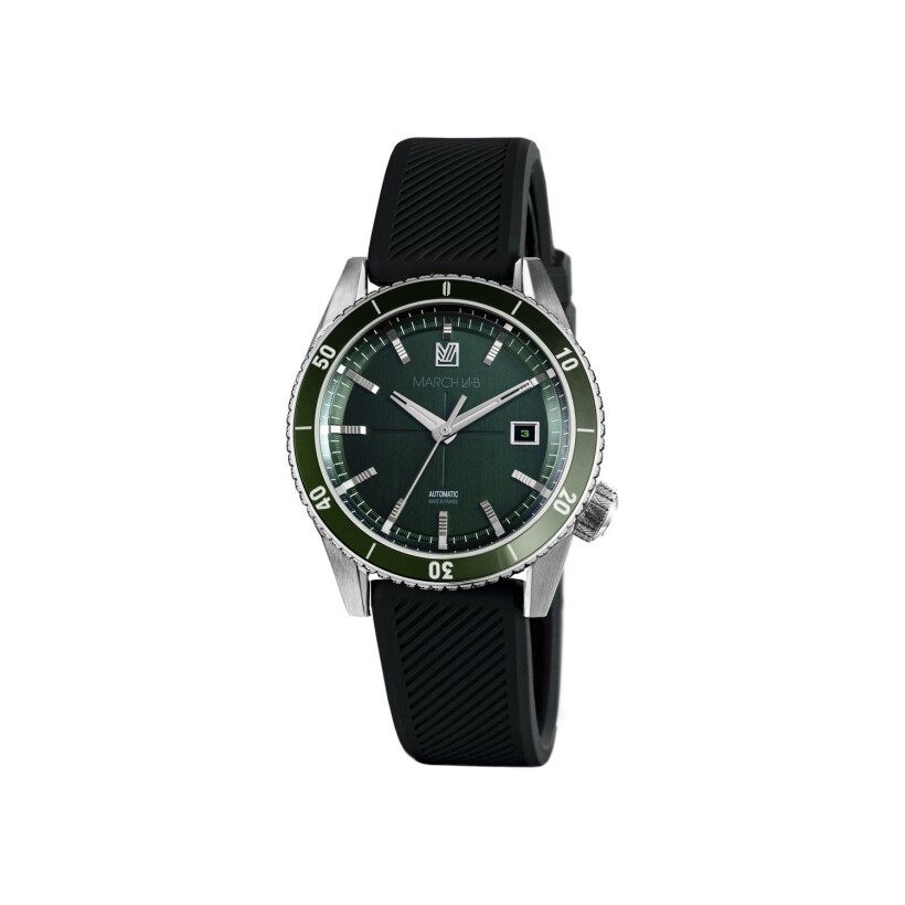 March LA.B BONZER AUTOMATIC 41 MM Watch - DOUBLE GREEN - Black silicone