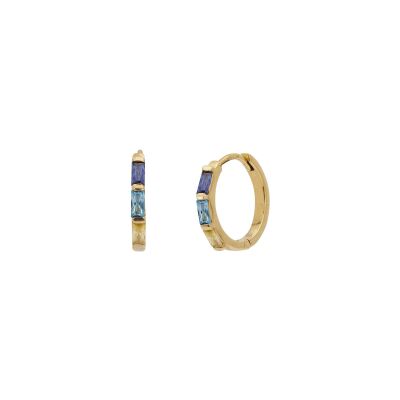 Boucles d'oreilles Une A Une Crystal en laiton doré et zircons