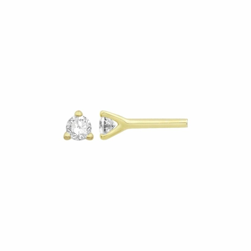 Boucles d'oreilles en or jaune et diamants 3 Griffes de 0.40ct