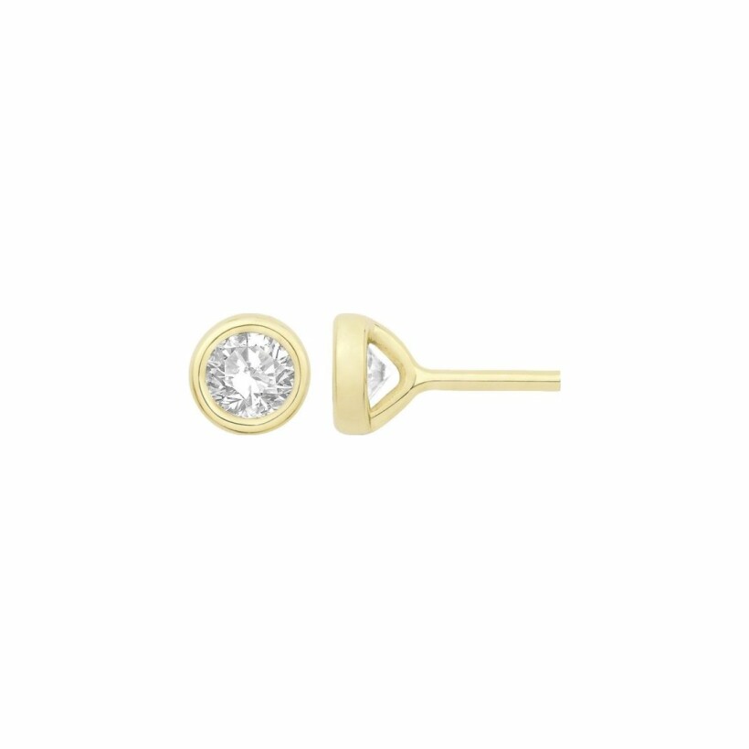 Boucles d'oreilles  en or jaune et diamants Serti clos de 0.40ct
