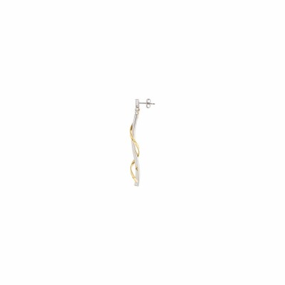 Boucles d'oreilles pendantes en or jaune et or blanc