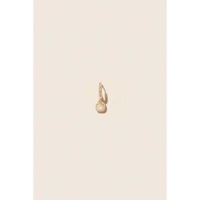 Mono boucle d'oreille Pascale Monvoisin Pierrot en or jaune, résine et diamants - Blanc