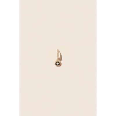 Mono boucle d'oreille Pascale Monvoisin Pierrot en or jaune, résine et diamants - Noir