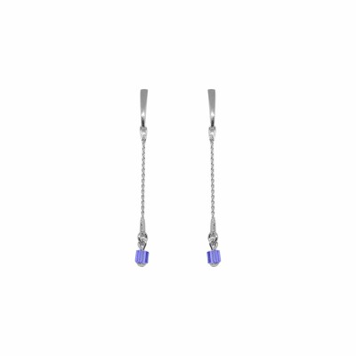 Boucles d'oreilles Indicolite Puces Nina en argent rhodié et cristaux violets