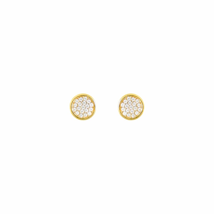 Boucles d'oreilles puces en or jaune et oxydes de zirconium