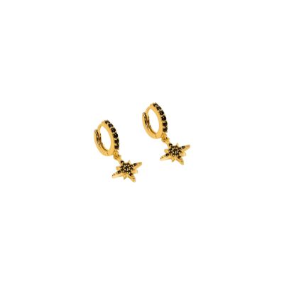 Boucles d'oreilles Une A Une Tatoo en laiton doré et zircons