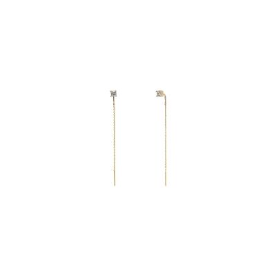 Boucles d'oreilles Une A Une Crystal en laiton doré