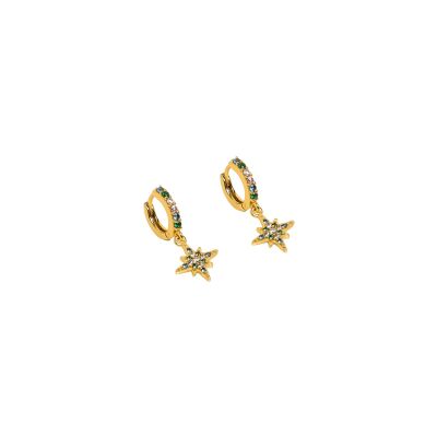 Boucles d'oreilles Une A Une Tatoo en laiton doré et zircons