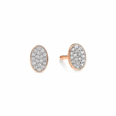 Boucles d'oreilles GINETTE NY ELLIPSES & SEQUINS en or rose et diamants