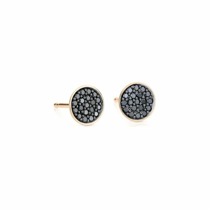 GINETTE NY BLACK DIA ICONS earrings, rose gold and black diamonds
