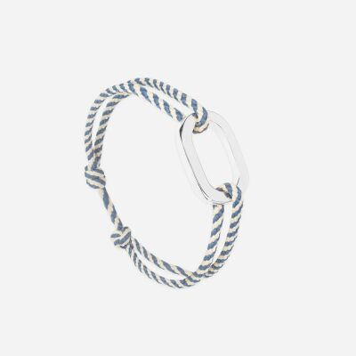 Bracelet sur cordon Le Vent à la Française Maillon plat en plaqué argent, 22mm