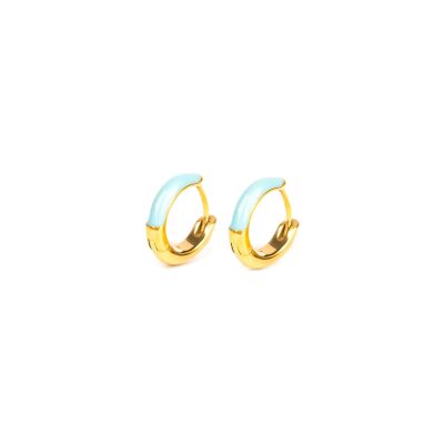 Boucles d'oreilles Simone à Bordeaux Les Attachantes Bleu givré en acier et métal doré émaillé