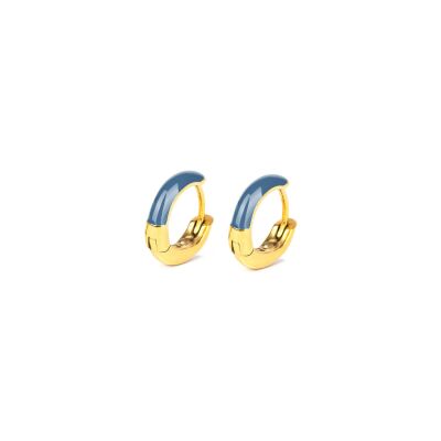 Boucles d'oreilles Simone à Bordeaux Les Attachantes Denim en acier et métal doré émaillé