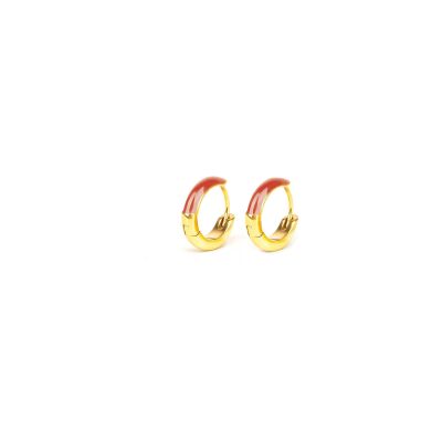 Boucles d'oreilles Simone à Bordeaux Les Attachantes Rouge en acier et métal doré émaillé